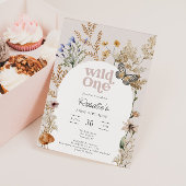 女の子の初誕生日おめでとう Wild One Wildflower 招待状
