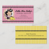 女の子の刺繍を縫うカスタムな色のヴィンテージ 名刺 (正面/裏面)