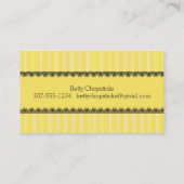 女の子の刺繍を縫うカスタムな色のヴィンテージ 名刺 (裏面)