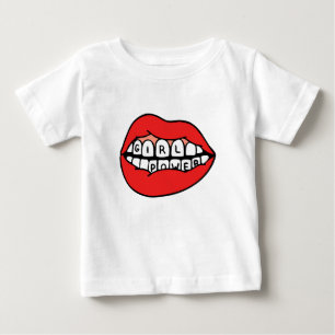 女の子の力の唇 ベビーTシャツ