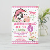 女の子の動物園の誕生日招待状 招待状 (スタンド正面)