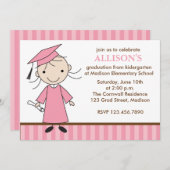 女の子の卒業のパーティの招待状 招待状 (正面/裏面)