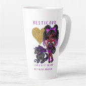 女の子の友人ギフト黒ユニコーンベスタコーンマジカル カフェラテマグ (右アングル)