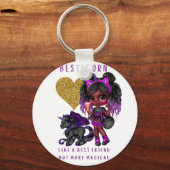 女の子の友人ギフト黒ユニコーンベスタコーンマジカル キーホルダー (正面)