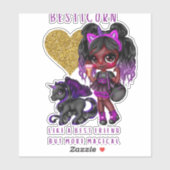 女の子の友人ギフト黒ユニコーンベスタコーンマジカル シール (シート)