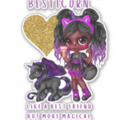 女の子の友人ギフト黒ユニコーンベスタコーンマジカル シール (正面)