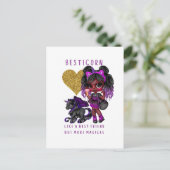 女の子の友人ギフト黒ユニコーンベスタコーンマジカル ポストカード (スタンド正面)