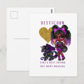 女の子の友人ギフト黒ユニコーンベスタコーンマジカル ポストカード (正面/裏面)