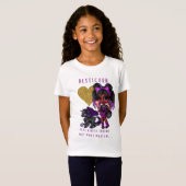 女の子の友人ギフト黒ユニコーンベスタコーンマジカル Tシャツ (正面フル)