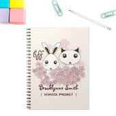 女の子の友情 BFF かわいい漫画の子猫とうさぎ ノートブック