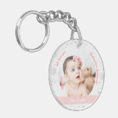 女の子の双子の赤ちゃん2枚の写真がゴッドマザー・スノーに キーホルダー (正面左)