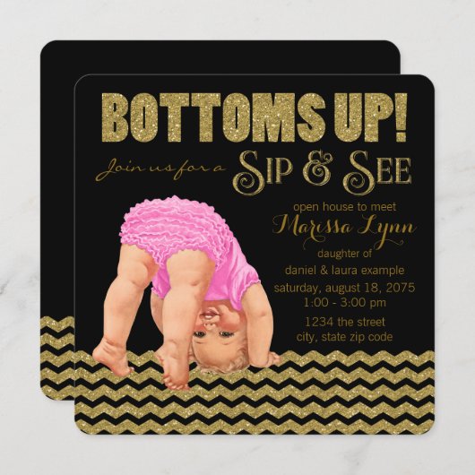 女の子の口と表示 招待状 (正面/裏面)