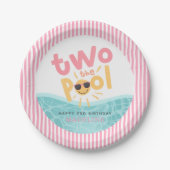 女の子の可愛い夏のプールで2歳の誕生日 ペーパープレート (正面)
