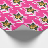 女の子の名前あなたの写真を追加17th誕生日ピンクの星 ラッピングペーパー