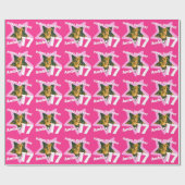 女の子の名前あなたの写真を追加17th誕生日ピンクの星 ラッピングペーパー