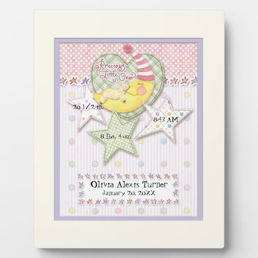 女の子の名前と誕生日を飾る壁アート フォトプラーク (正面)