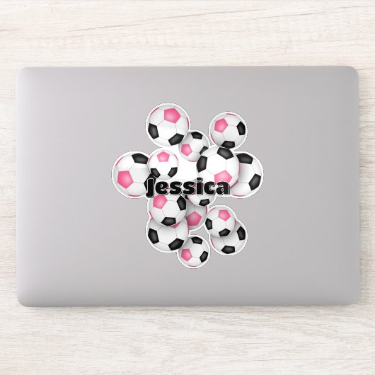 女の子の名前のピンクブラックサッカーボールのシール シール (コンピューター)
