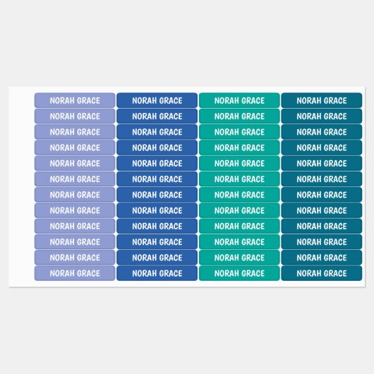 女の子の名前のラベル防水、マーメイド海色 ラベル (シート)