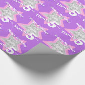 女の子の名前の年齢あなたの写真の紫色の星模様を追加 ラッピングペーパー (角)