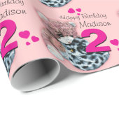 女の子の名前の年齢ソフトおもちゃのバースデーラップパターン(の模様が)あるラップ ラッピングペーパー (ロールコーナー)