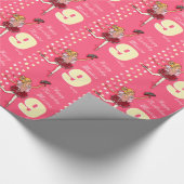 女の子の名前の年齢バレリーナ誕生日ラップパターン(の模様が)あるラップ ラッピングペーパー (角)