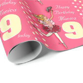 女の子の名前の年齢バレリーナ誕生日ラップパターン(の模様が)あるラップ ラッピングペーパー (ロールコーナー)