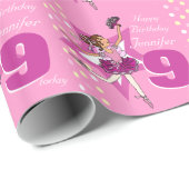 女の子の名前の年齢バレリーナ誕生日ラップパターン(の模様が)あるラップ ラッピングペーパー (ロールコーナー)