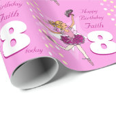 女の子の名前の年齢バレリーナ誕生日ラップパターン(の模様が)あるラップ ラッピングペーパー (ロールコーナー)