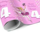 女の子の名前の年齢バレリーナ誕生日ラップパターン（の模様が）あるラップ ラッピングペーパー (ロールコーナー)