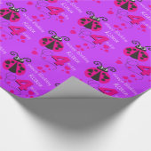 女の子の名前の年齢レディバグの誕生日ラップパターン(の模様が)あるラップ ラッピングペーパー (角)