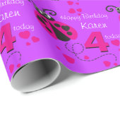 女の子の名前の年齢レディバグの誕生日ラップパターン(の模様が)あるラップ ラッピングペーパー (ロールコーナー)