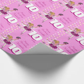 女の子の名前の年齢10バレリーナ誕生日パターンラップ ラッピングペーパー (角)