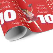 女の子の名前の年齢10バレリーナ誕生日パターンラップ ラッピングペーパー