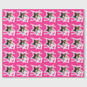 女の子の名前の年齢21あなたの写真のピンクの星のパターンを追加 ラッピングペーパー (フラット)