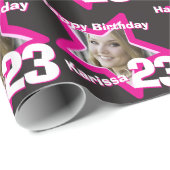 女の子の名前の年齢23あなたの写真のピンクの星のパターンを追加 ラッピングペーパー (ロールコーナー)