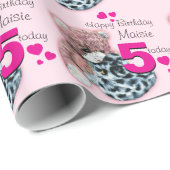 女の子の名前の年齢5ソフトおもちゃのバースデーラップパターン(の模様が)あるラップ ラッピングペーパー (ロールコーナー)