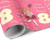 女の子の名前の年齢8 ballerinaの誕生日ラップパターン(の模様が)あるラップ ラッピングペーパー (ロールコーナー)