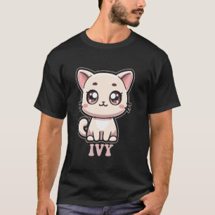 女の子の名前アイビーのためのアイビーカットキティキャットデザイン Tシャツ