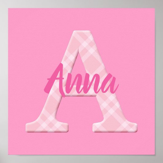 女の子の名前カスタムの格子文字A ポスター (正面)
