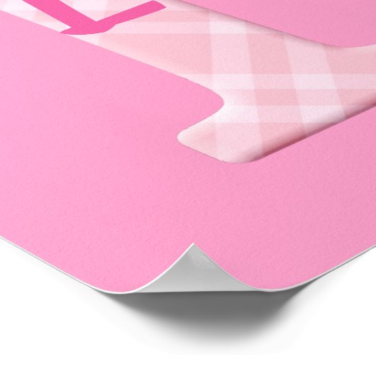 女の子の名前カスタムの格子文字L ポスター (角)