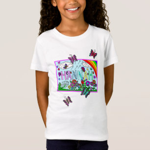 女の子の名前ハンお洒落ナ花レインボーT-S Tシャツ