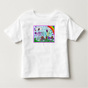 女の子の名前ハンナお洒落フラワーレインボー トドラーTシャツ