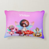 女の子の名前パーソナライズされた妖精 アクセントクッション (裏面)