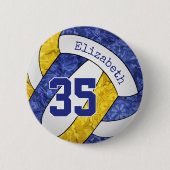 女の子の名前ブルー金ゴールドバレーボールチームカラー 缶バッジ (正面)