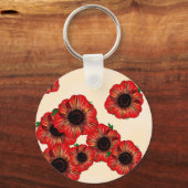 女の子の名前ポピー、赤いポピーのパターンアートby LeahG キーホルダー (正面)