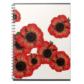 女の子の名前ポピー、赤いポピーのパターンアートby LeahG ノートブック (正面)