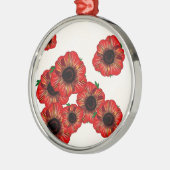 女の子の名前ポピー、赤いポピーのパターンアートby LeahG メタルオーナメント (左)