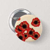 女の子の名前ポピー、赤いポピーのパターンアートby LeahG 缶バッジ (正面&裏面)