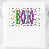 女の子の名前ラヤと星とハート お洒落 長方形シール (バッグ)