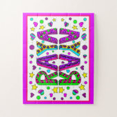 女の子の名前ラヤ、紫とピンクの星のハート ジグソーパズル (縦)